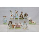 Nine Royal Albert Beatrix Potter figures - Ribby with the Patty Pan, Tom Kitten, Benjamin Wakes Up,