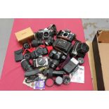 Cameras and lenses selection including Sigma, Canon, Praktica,