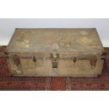 Vintage luggage - Selfridges vellum cabin trunk - metal studs and reinforced corners,