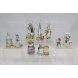 Nine Royal Albert Beatrix Potter figures - Jemima Puddle-Duck with Foxy Whiskered Gentleman,