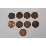 G.B. mixed bronze Pennies - to include Victoria O.H.