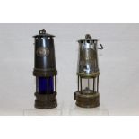 Protector steel and brass miners' Davy lamp of typical form, 23cm high,