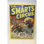 Vintage Billy Smart's Circus poster for Bolton - featuring two Super Spectacles 'The Wild West