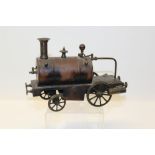 Scratch-built copper and brass model railway engine