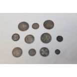 G.B. mixed silver coins - to include George I Shilling - 1723 (S.S.C.).