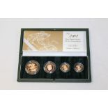 G.B. Gold Proof Four Coin Sovereign Collection - 2004 - £5 to Half Sovereign (N.B.