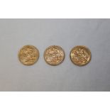 G.B. George V gold Sovereigns - 1911 (x 3).