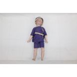 Boy Doll - K & R (Kammer & Reinhardt) 101 50 - moulded bisque head and features,