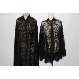 Selection of lace - including long-length black Chantilly lace shawl, other pieces of black lace,