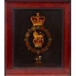 Victorian Royal painted coach panel displaying Victorian Royal Crown surmounting Collar of the