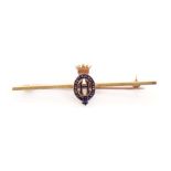 HRH Prince Henry Duke of Gloucester - Royal Presentation gold and enamel tie bar with crowned H