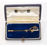 Unusual silver gilt and enamel Naval tie bar in the form of a British Naval dress sword,