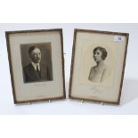 HRH Princess Mary The Princess Royal and The Earl of Harewood - pair signed presentation portrait