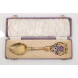 The Coronation of King Edward VIII 1937 - fine and large silver gilt and enamel commemorative spoon,