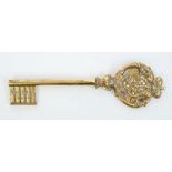 Rare German 17th century gilt copper key of office bearing the arms of Maximilian I - Duke of