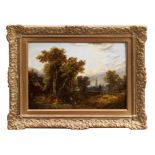 Joseph Paul (1804 - 1887), oil on panel - landscape with Norwich Cathedral beyond, in gilt frame,