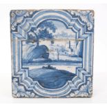 17th / 18th century Italian blue and white Majolica tile - possibly for pill-cutting,