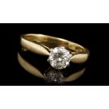 Diamond single stone ring, the brilliant cut diamond estimated to weigh approximately 0.