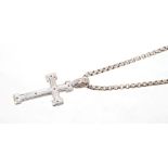 Italian white and yellow gold (18ct) cross pendant on 18ct white gold chain (Import hallmarks)