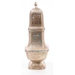 1930s silver sugar caster of octagonal baluster form,