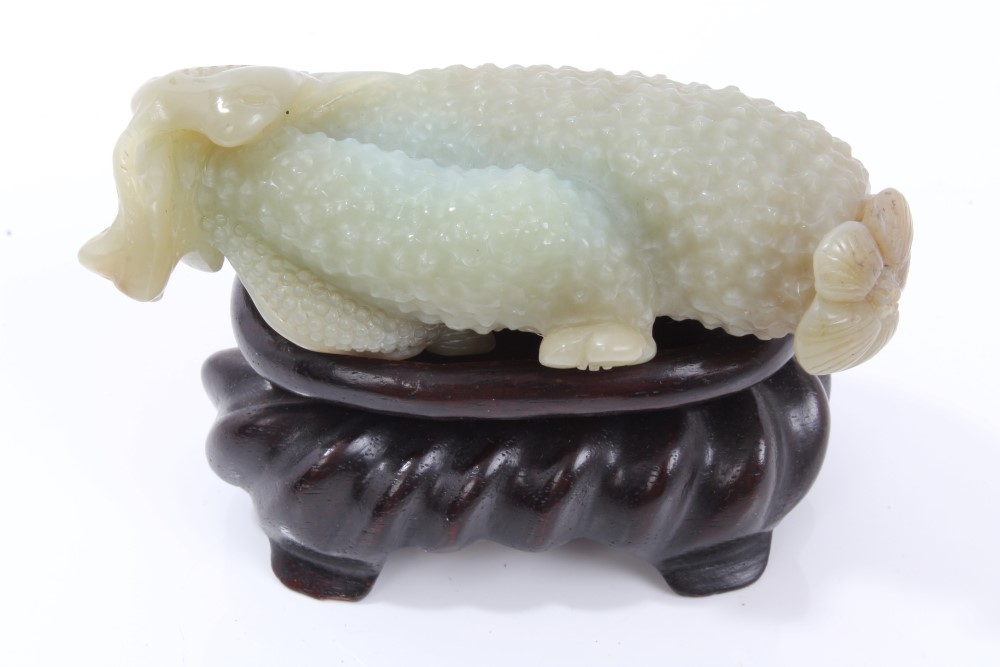 Chinese green jade carving of a fruit, 9.