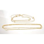 Yellow metal chain with ropetwist and tubular links (tests as approximately 18ct or higher),