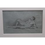 James Ward (1769 - 1859), black and white chalk - a reclining male nude,