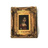 18th century Continental School oil on copper panel - portrait of a lady, in gilt frame,