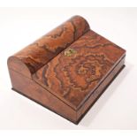 Victorian burr walnut and grained writing slope with domed rear stationery compartment and hinged