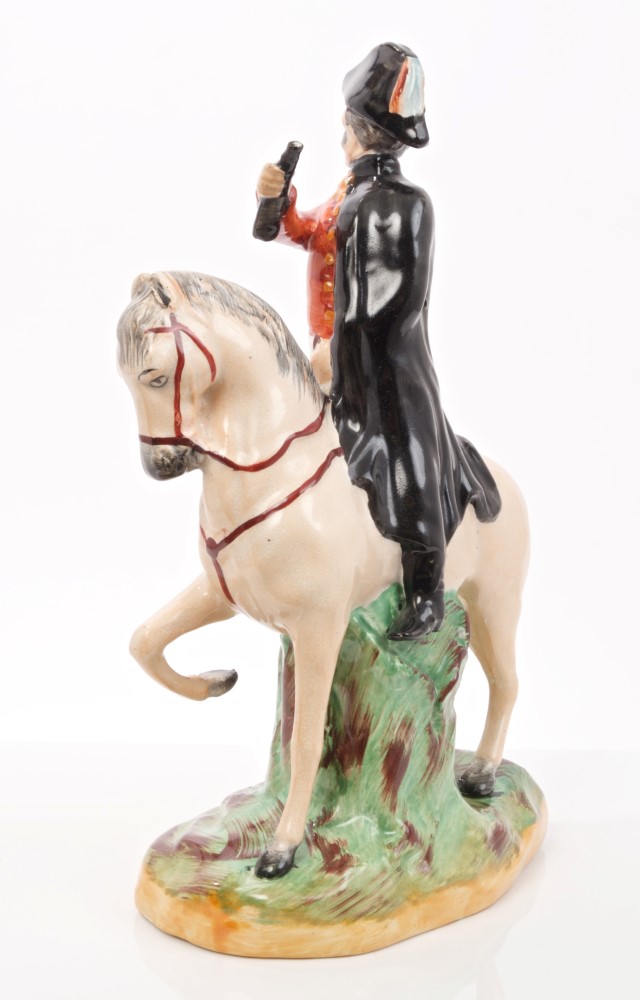 Victorian Staffordshire figure of Lord Wellington in uniform, on horseback, - Image 2 of 2