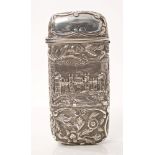 Early Victorian silver cigar case of rectangular form,