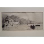 William Lionel Wyllie (1851 - 1931), signed etching - Villefranche Fort, in glazed frame,