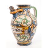 17th century Italian Majolica apothecary wet drug jug, possibly Montelupo,