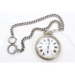 Edwardian Winegarten's Railway regulator pocket watch in nickel case,