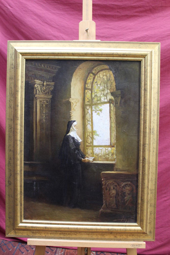 Pair of 20th century Continental School oils on canvas - The Convent Window and The Drawing Room - Image 3 of 3