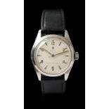 1950s gentlemen's Rolex Oyster Royal wristwatch with non-screw-down winding crown, silvered dial,