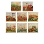 A fascinating and charmingly naive set of eight oils on board depicting the construction to