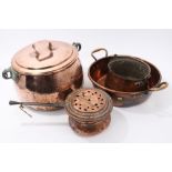 Antique copper - to include 17th / 18th century warming pan, preserve pan,