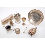 Selection of miscellaneous silver, white metal and silver plate - including silver mustard, salt,