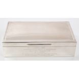 Contemporary silver cigarette box of rectangular form, with engine-turned decoration,