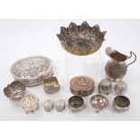 Collection of 19th and early 20th century Indian white metal with typical decoration - including a