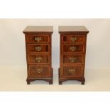 Pair of Edwardian mahogany and satinwood banded bedside chests,