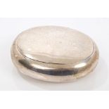 Early Edwardian silver tobacco box of oval form, with crown,