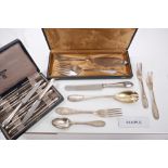 Extensive French Ercuis white metal table service - including cased sets