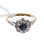 Sapphire and diamond cluster ring,