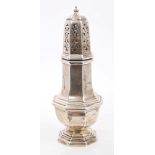 Contemporary silver sugar caster of octagonal form in the Georgian style,