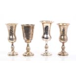 Judaica interest, pair of Edwardian silver Kiddush cups of flared baluster form,