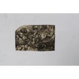 17th century Continental School woodblock print depicting a family group under a tree, unframed,