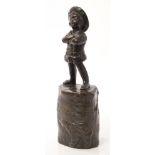 Marion Willis Stanfield, bronze figure of a boy on a plinth with bears below, signed,