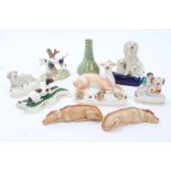 Collection of 19th century Staffordshire dog,